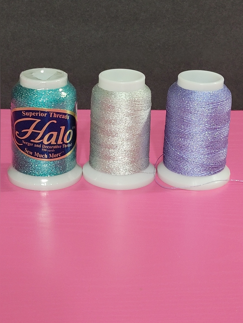 Halo Metallic Serger Decorative Threads Teal 761 Silver 390 Lavender 755  (0668)